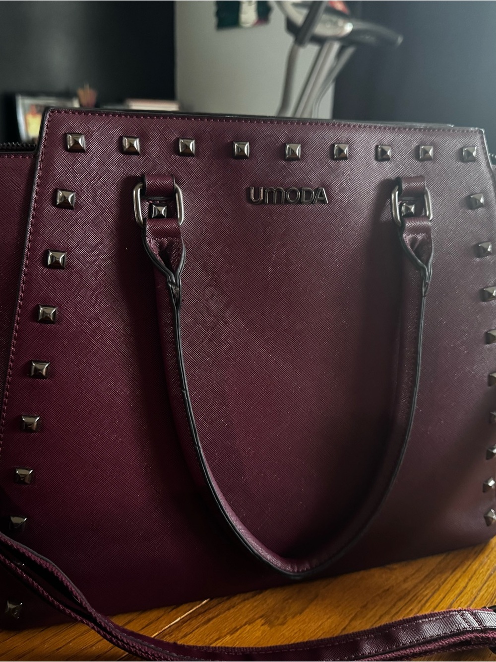 Umoda Deep Burgundy Studded Satchel